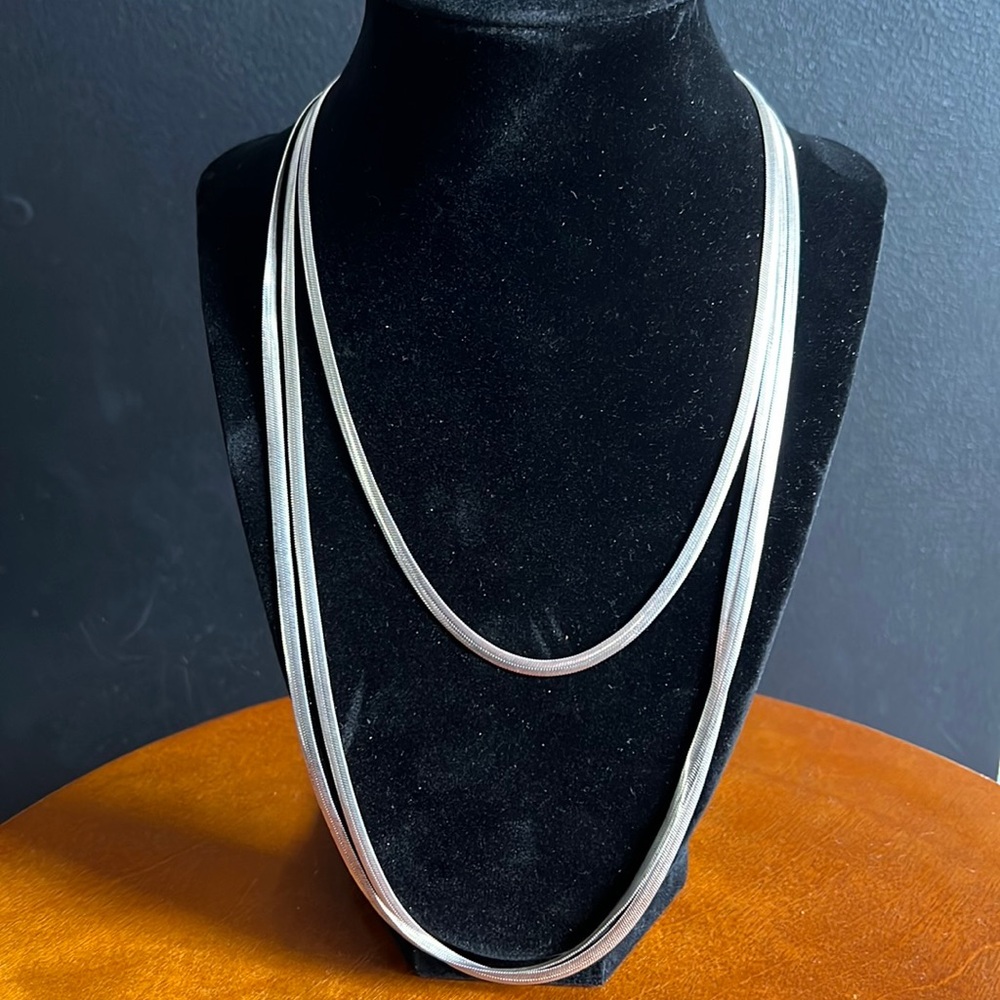 Sterling Silver 5mm wide Herringbone Necklace Italy 925 -COPY